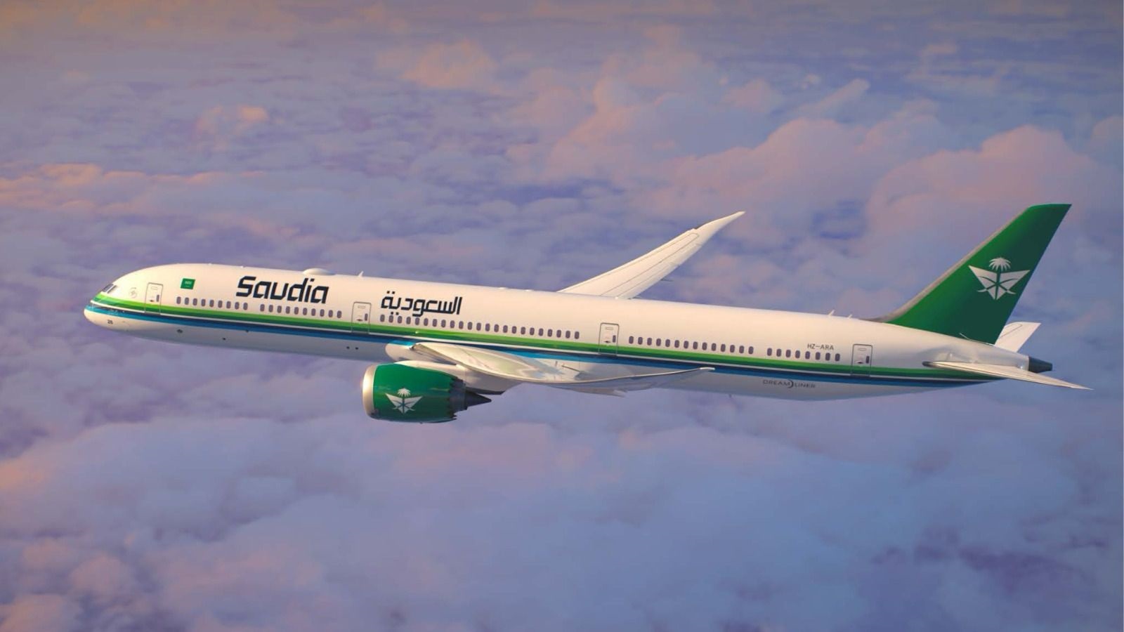 Pesawat Saudia Airlines yang akan melayani perjalanan rute Jeddah-Bali - IST