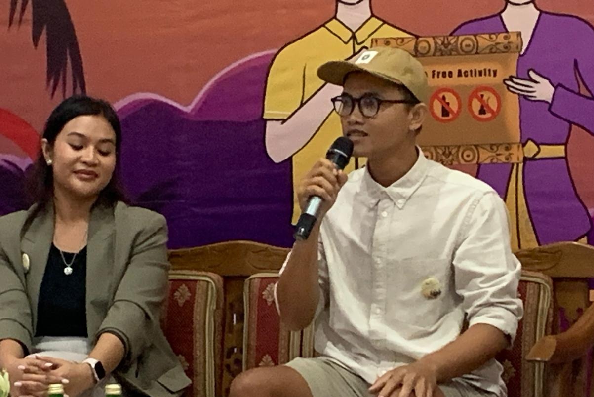 Personel Nosttress Man Angga dalam acara Youth Conference yang menolak infiltasi industri rokok - IST