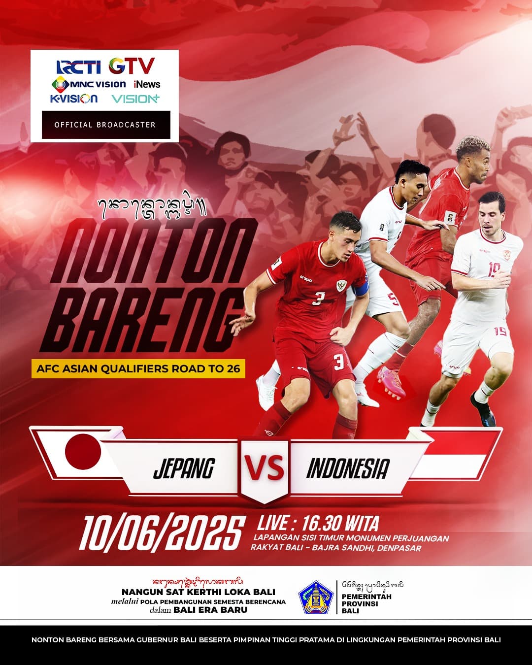 Poster Nobar Gubernur Bali laga Timnas vs Jepang - IST