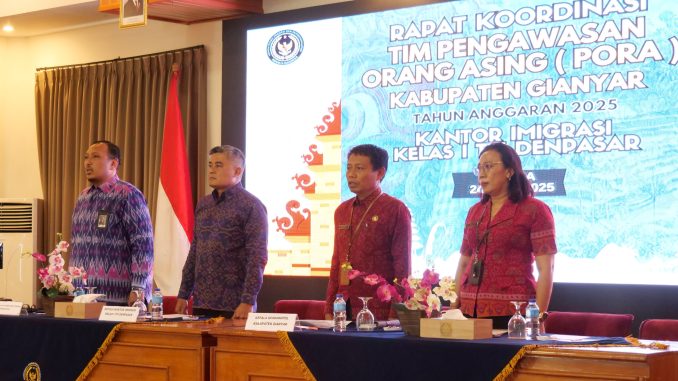 koordinas i pengawasna orang asing Rapat Koordinasi Tim Pengawasan Orang Asing (Timpora) yang akan libatkan aparat desa digelar Selasa (24/6/2025) di Kori Maharani Villas, Gianyar.
