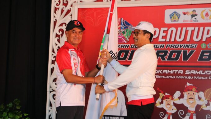 porp3 Wakil Bupati Supriatna saat penutupan Porprov XVI Bali Tahun 2025 di GOR Lila Buana, Denpasar, Selasa (17/9) - IST