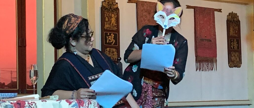 Penampilan Nelden Djakababa Gericke (kiri) bersama Putri Minangsari pada Sabtu (24/1/2026) di Masa-masa Gallery, Gianyar, serangkaian Festival  Dealing in Distance di Bali- RFH