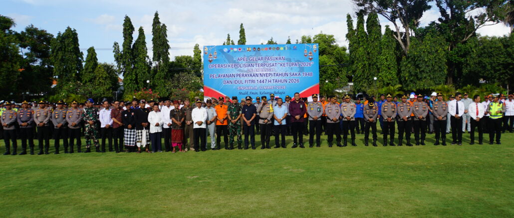 Apel Gelar Pasukan Ketupat Agung 2026 dalam rangka kesiapan pengamanan Hari Raya Nyepi Caka 1948 dan Idulfitri 1447 Hijriah, di Lapangan Ngurah Rai, Kamis (12/3) - IST