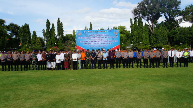 Apel Gelar Pasukan Ketupat Agung 2026 dalam rangka kesiapan pengamanan Hari Raya Nyepi Caka 1948 dan Idulfitri 1447 Hijriah, di Lapangan Ngurah Rai, Kamis (12/3) - IST