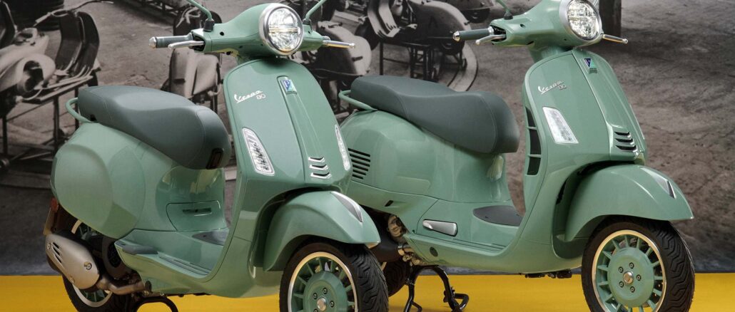 Edisi khusus Vespa 80th yang kini resmi tersedia di Indonesia. - IST