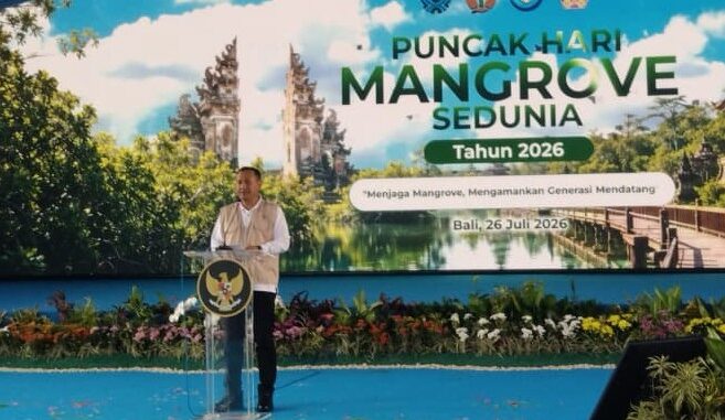 Menteri KKP pada Puncak Mangrove Sedunia di Kawasan Taman Hutan Ngurah Rai, Bali, Minggu (26/7). - IST