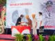 Bupati Adi Arnawa saat acara syukuran di Area Jaba Pura Lingga Bhuana, Puspem Badung, Senin (17/8).- IST