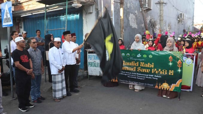 Pawai Kirab Maulid Nabi Muhammad SAW 1448 Hijriah di Masjid Ar-Rasyid, Kelurahan Kampung Kajanan, Minggu (6/9) - IST