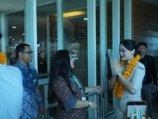 Penyambutan Penerbangan perdana Super Air Jet rute Bandung-Denpasar dilayani dengan nomor penerbangan IU170, tiba di Bandara I Gusti Ngurah Rai Bali - IST